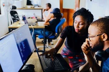 Colleagues collaborating at work