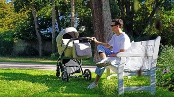 Father with pushchair