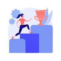 Cartoon image of women taking step to achieve goals