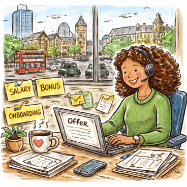 A recruiter in Manchester taking calls