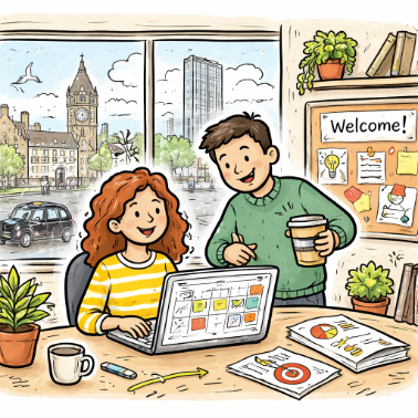 Marketer shadowing a senior marketer