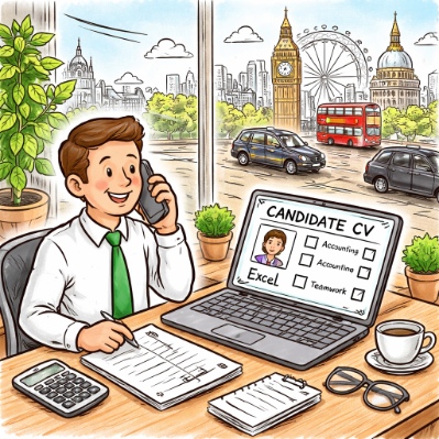 Man evaluating candidate quality and fit