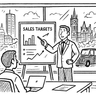 Doodled image of a Sales Manager discussing targets