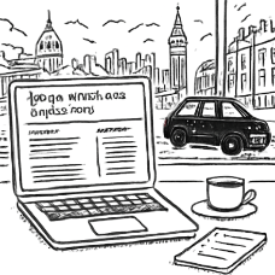 a doodled image of a CV on a laptop