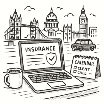 Sketch drawing of a insurance Account Handler's laptop