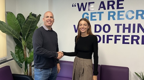 Matthew Ager, CEO & Chloe Marsh, MD shaking hands