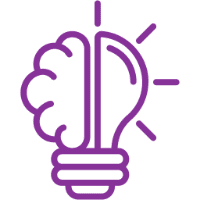 half brain half lightbulb icon